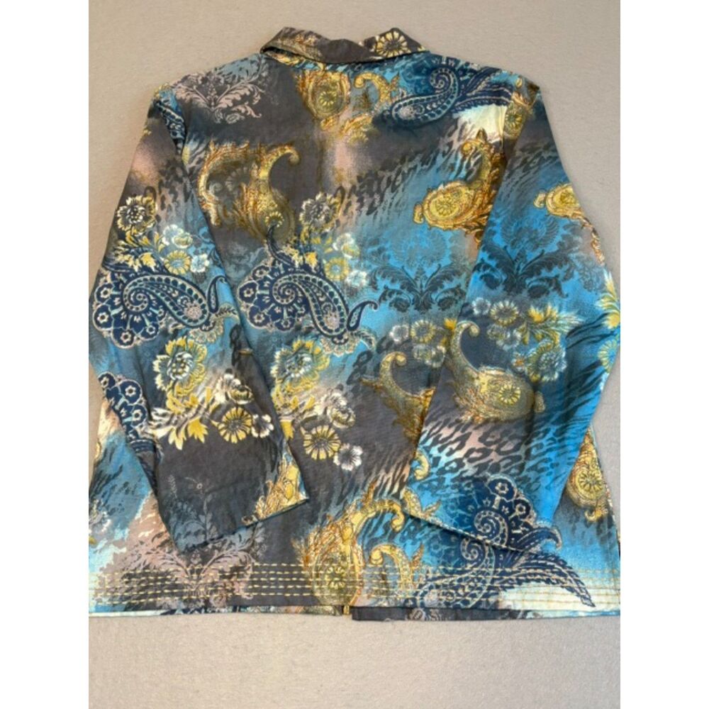 National Geographic Embroidered Blue Paisley Full Zip Jacket Women's Large